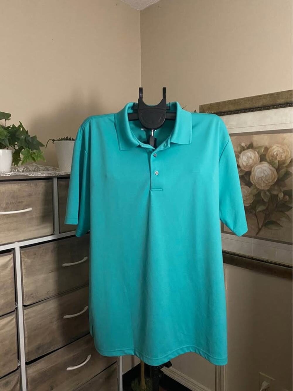 PGA TOUR Airflux Men’s Performance Polo Shirt – Aqua/Turquoise – XXL